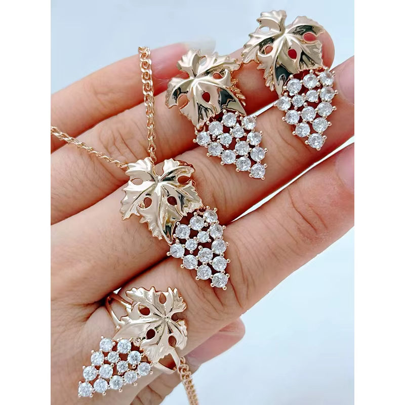 Kienl – bague et boucles d'oreilles en Zircon naturel brillant pour femmes, ensemble de bijoux Vinta