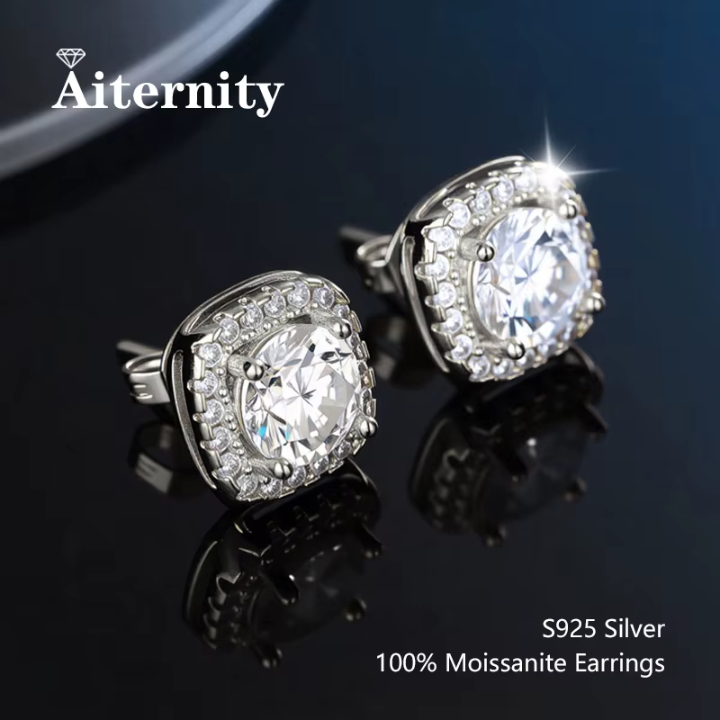 Boucles d'oreilles personnalisées en argent Sterling S925, 2.0CT, Moissanite, pour femmes, bijoux de