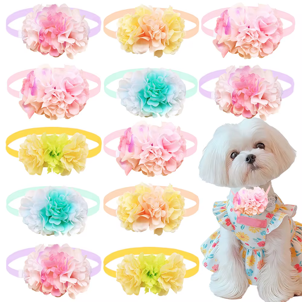 Nouveauté 2026 – 30 nœuds papillon pour chiens et chiots, style fleur de printemps, pour mariages, p