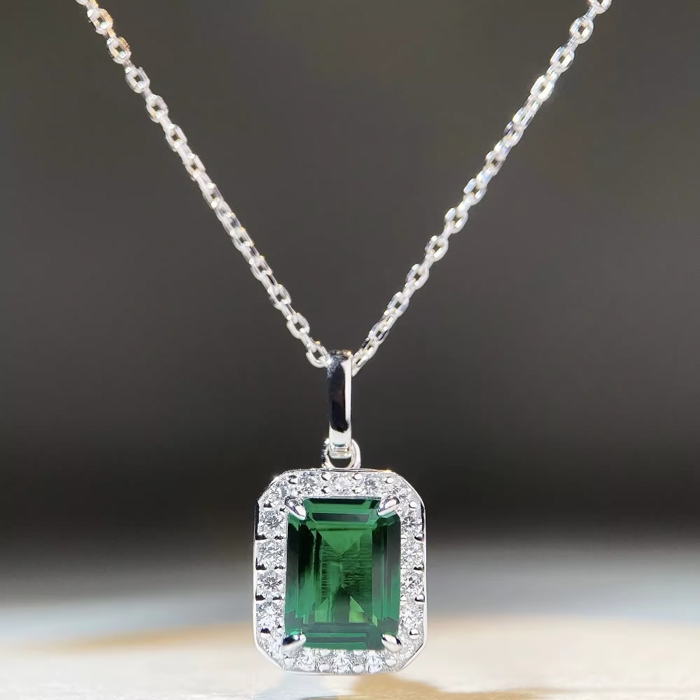 YANZE 2025 nouveau luxe 2ct 925 en argent Sterling laboratoire émeraude collier femmes haute teneur 