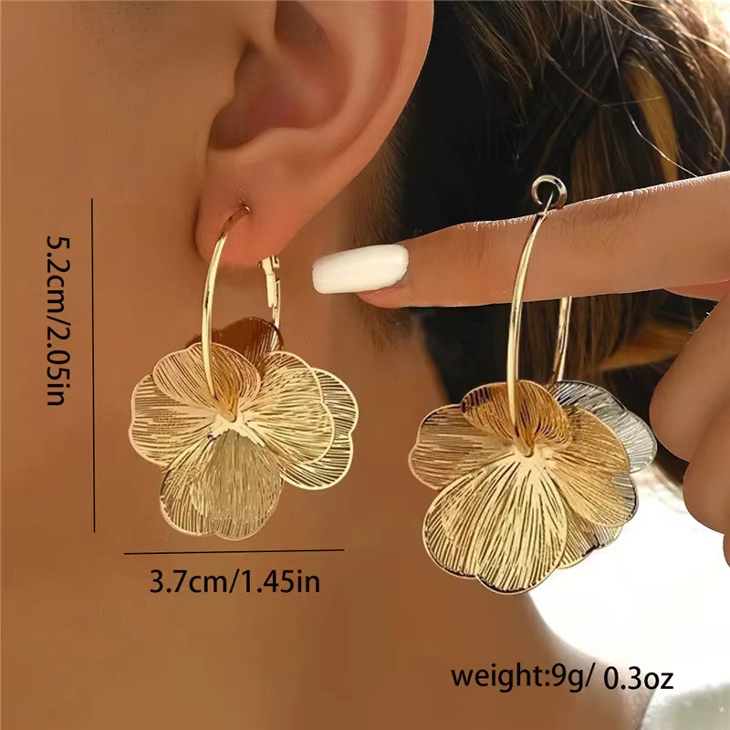 Boucles d'oreilles pendantes en forme de fleur et de papillon, exquises, dorées, Vintage, à la mode,