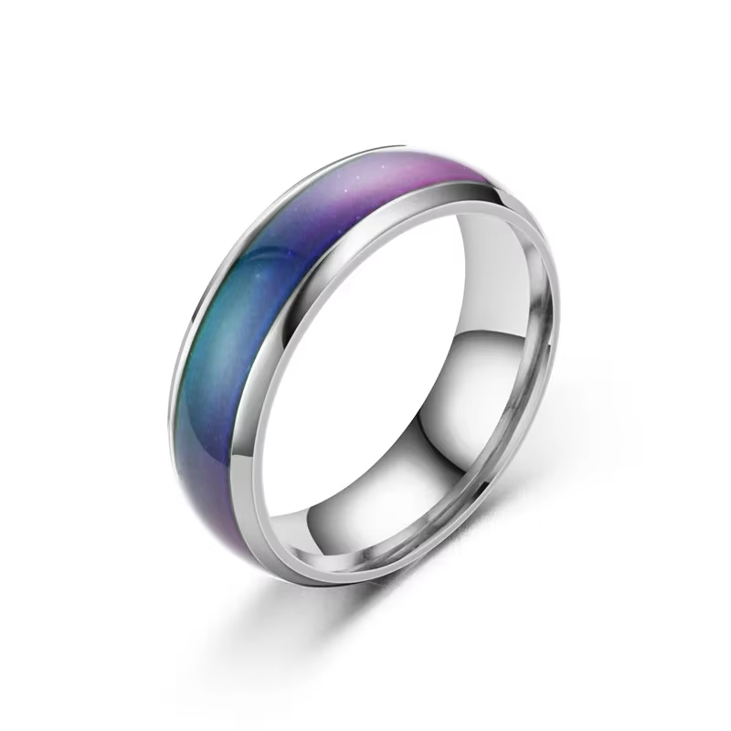 Bagues en acier inoxydable pour hommes et femmes, 5 couleurs, anneaux de température, humeur, émotio