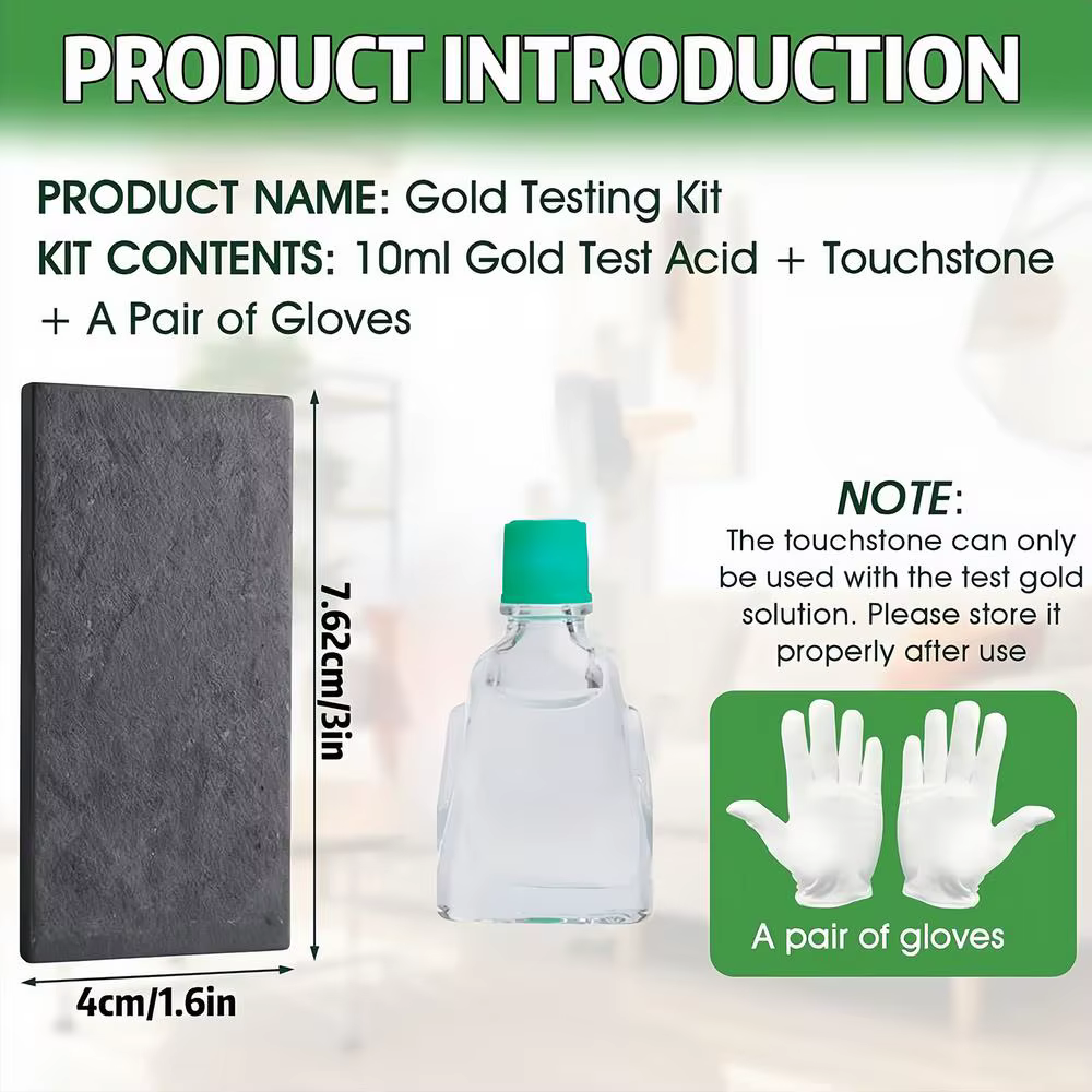 Kit de test d'or pour bijoux 10k 14k 18k 22k 24k, déterminateur de pureté, kit de test de bijoux en 