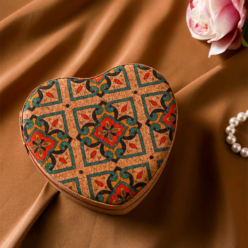 1 boîte de rangement pour bijoux en forme de cœur - Mini boîte de rangement et d'organisation portab