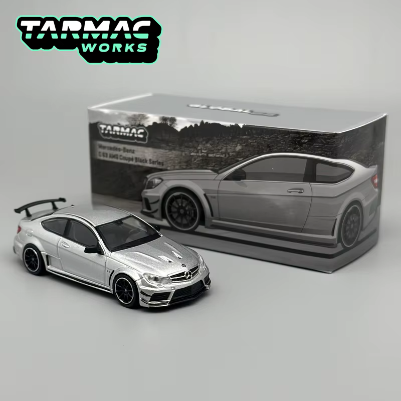 Tarmac Works 1:64 TW mercedes-benz C63 AMG coupé série noire argent métallique Chase modèle de voitu
