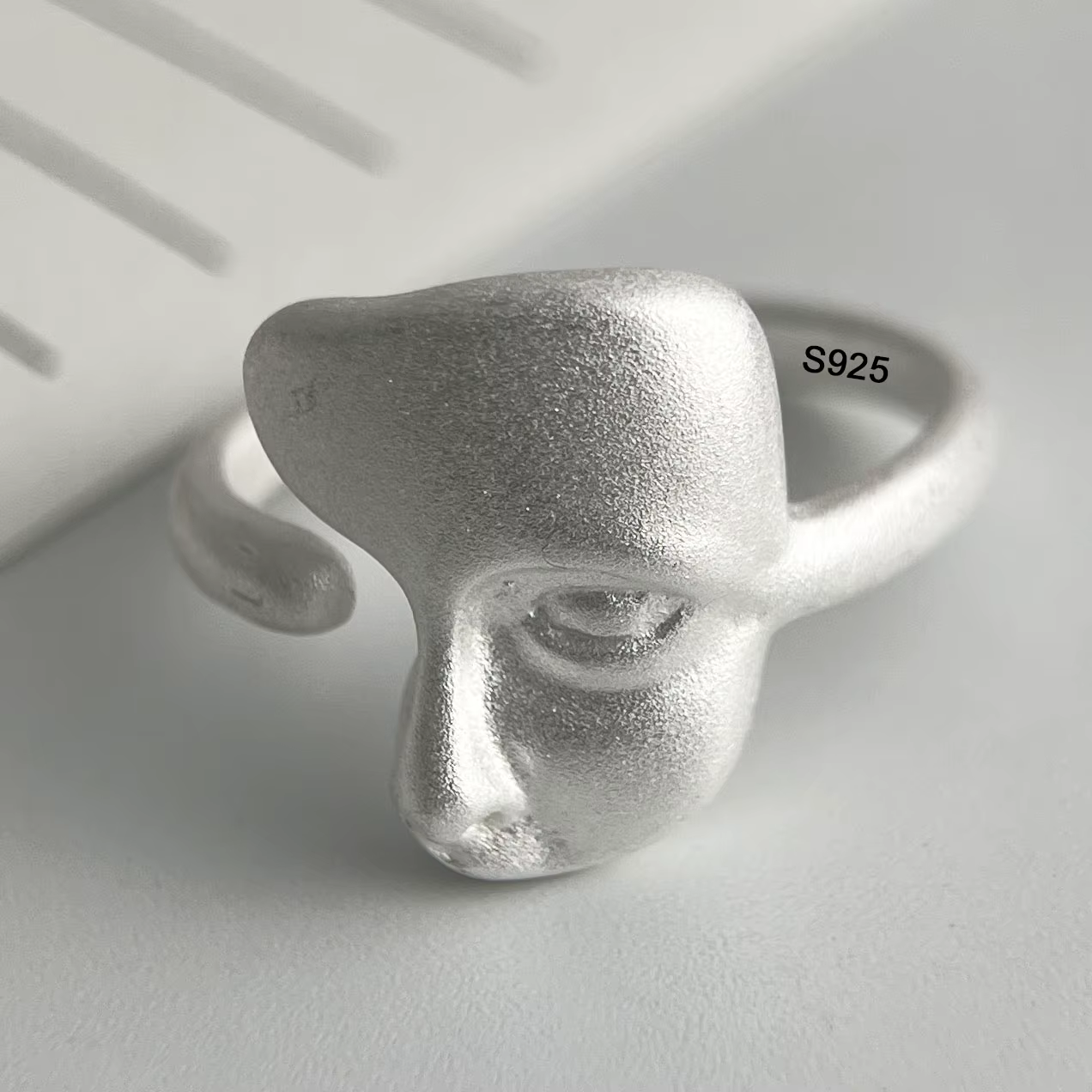 Bagues en argent Sterling 925 pour femmes, visage brillant, Patern, bague minimaliste faite à la mai