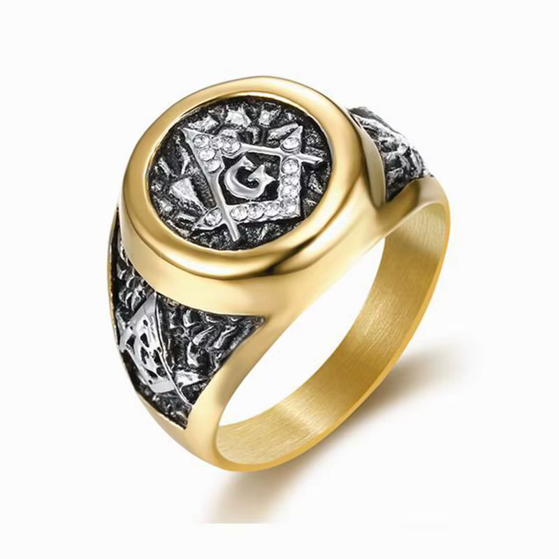 Wing of Dream Wing W Bague maçonnique blanche AG CZ pour homme en acier inoxydable taille 5-16