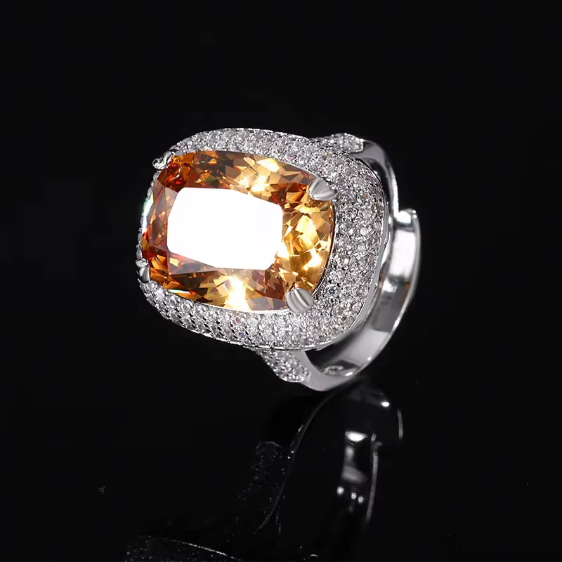 Bijoux de Haute Qualité en Pierre Carrée, Coupe Coussin, avec Bague Réglable, Boucles d'Oreilles, Co