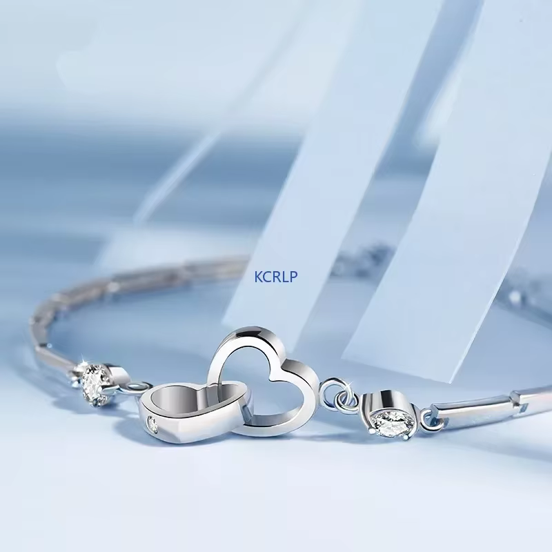 KCRLP breloques 925 Bracelets en argent Sterling Bracelets pour femme fille saint valentin Zircon ma
