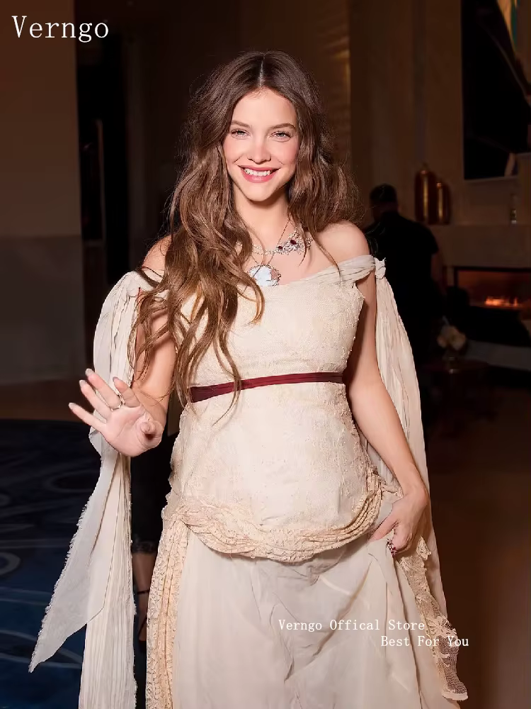 Verngo – robes de mariée Vintage pour femmes, épaules dénudées, manches évasées, en dentelle, person