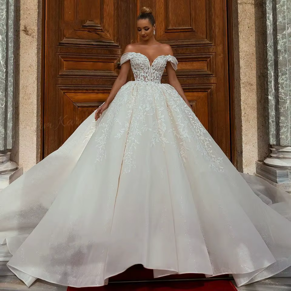 Robes de mariée princesse personnalisées, chérie, brillante, Sexy, épaules dénudées, grande taille, 