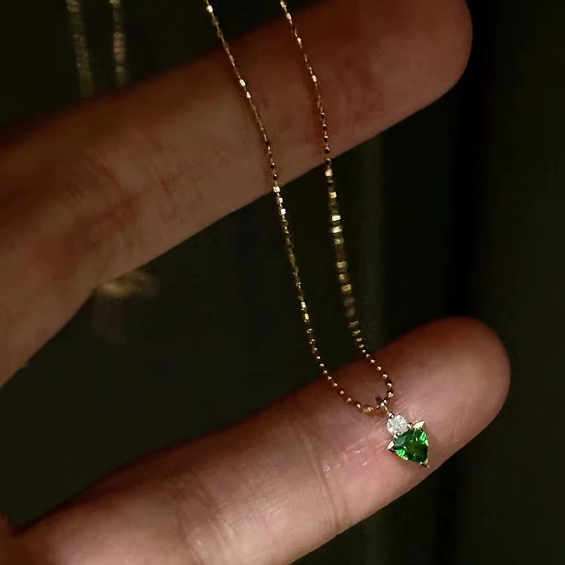 ENSHIR – collier avec pendentif en Zircon émeraude pour femmes, délicat, Vintage, Design de luxe fra