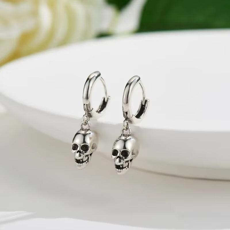 Boucles d'oreilles en argent Sterling 925, goutte de crâne, bijoux créatifs et Sexy pour femmes, cad