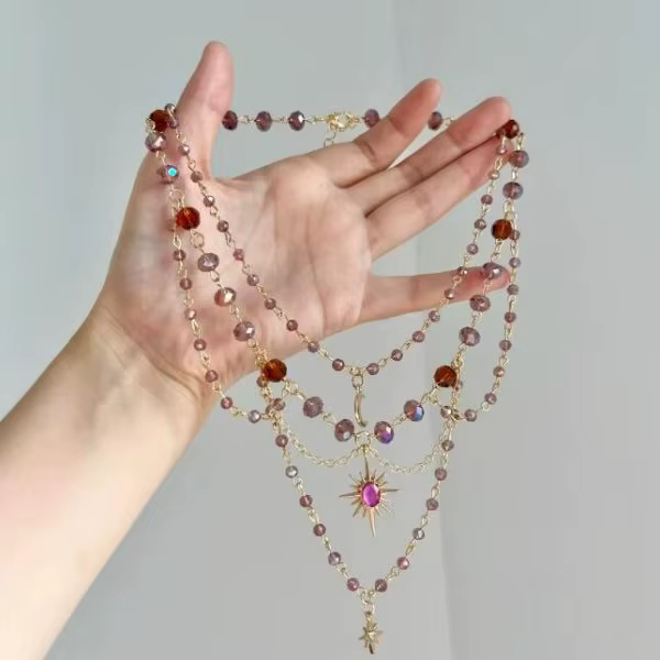 Collier bohème Vintage en pierre naturelle irrégulière pour femmes, perles de cristal faites à la ma