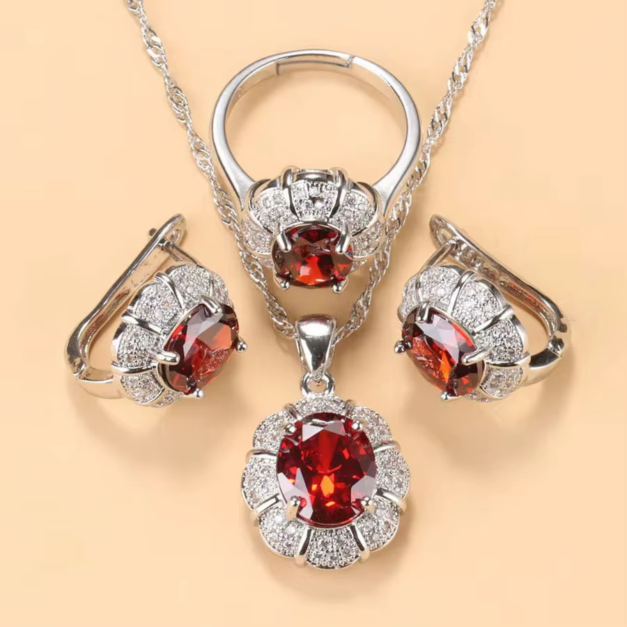 Nouvel ensemble de bijoux 3 pièces en zircon cubique bleu 2026 pour femme, collier, boucles d'oreill