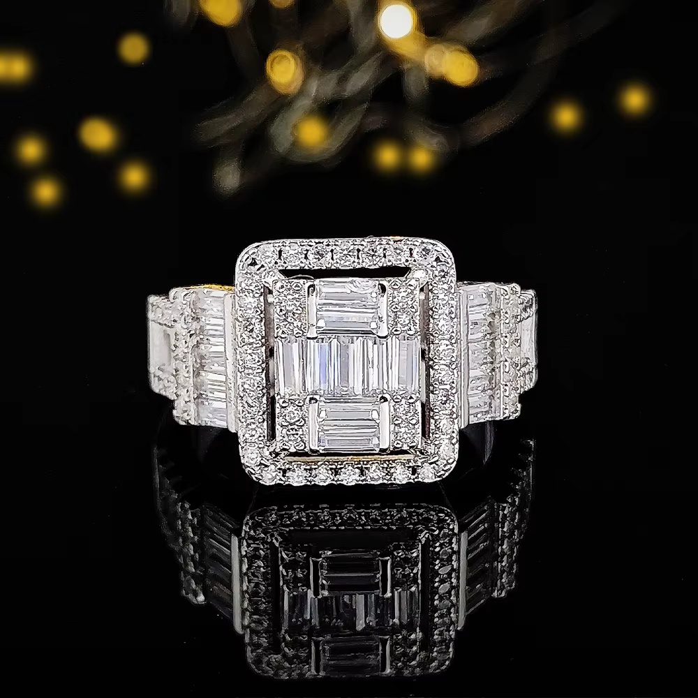 Bague de fiançailles rectangulaire de luxe pour femmes, cadeau de bijoux pour travailleurs, vente en