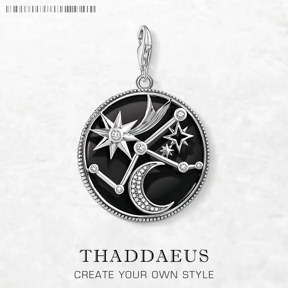 Astro Disc Dangle Charm pour femme, argent regardé 925, style européen, bijoux fins, cadeau vintage