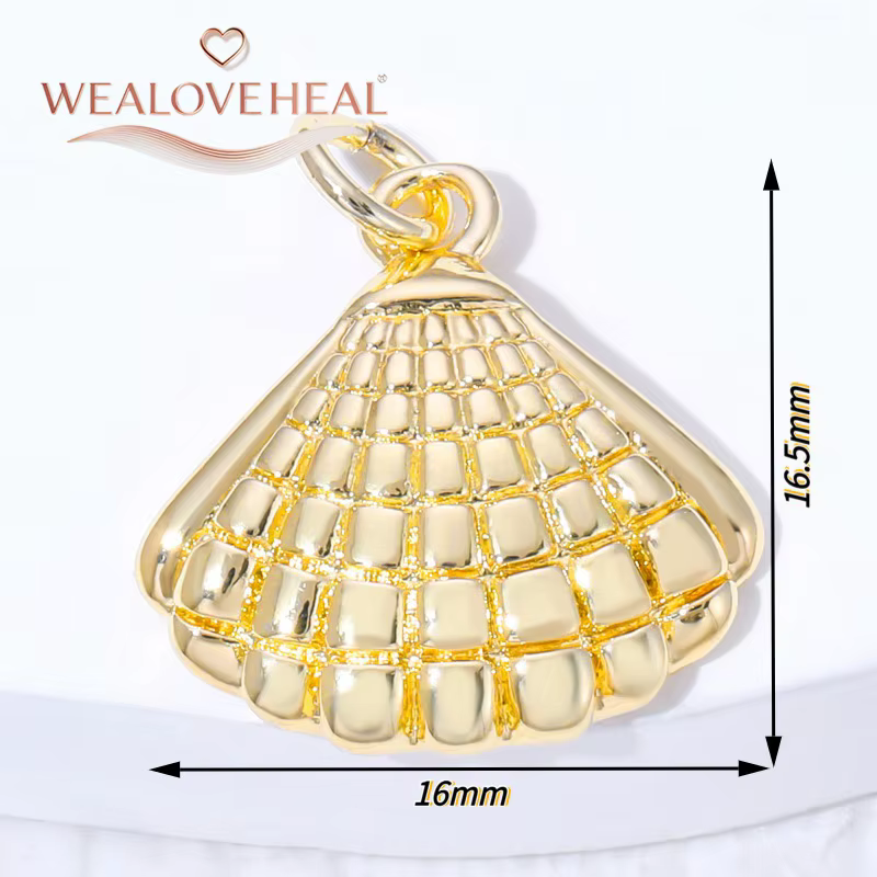 charms pour fabrication de bijoux,création bijoux,Pendentif Coquillage en Laiton Plaqué Or 18K avec 