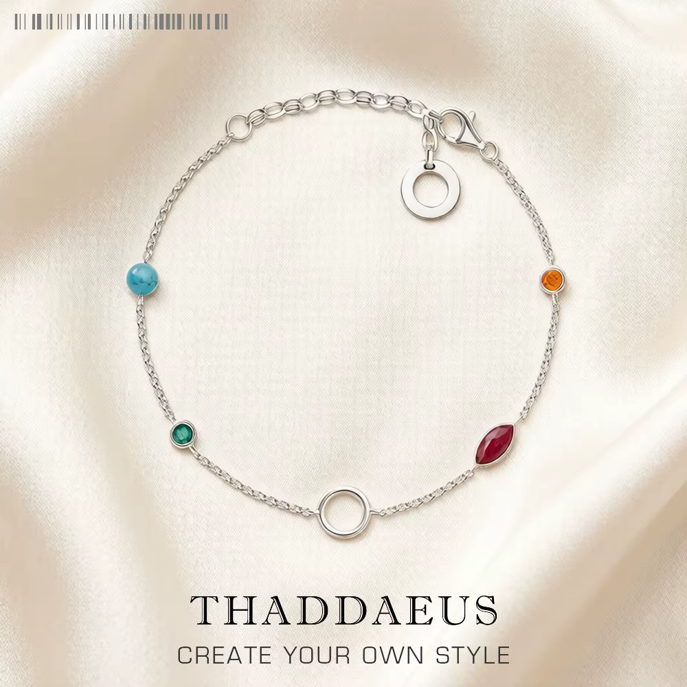 Bracelet à breloques pierres colorées printemps tout nouveau lien chaîne 925 bijoux en argent Sterli