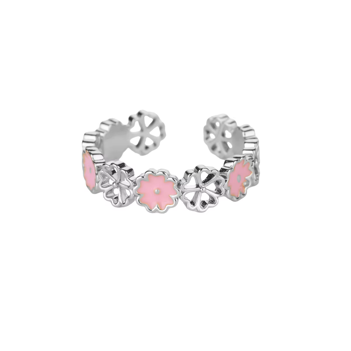 Bagues à fleurs roses pour femmes, en acier inoxydable, couleur or, géométrique, fleur, esthétique, 