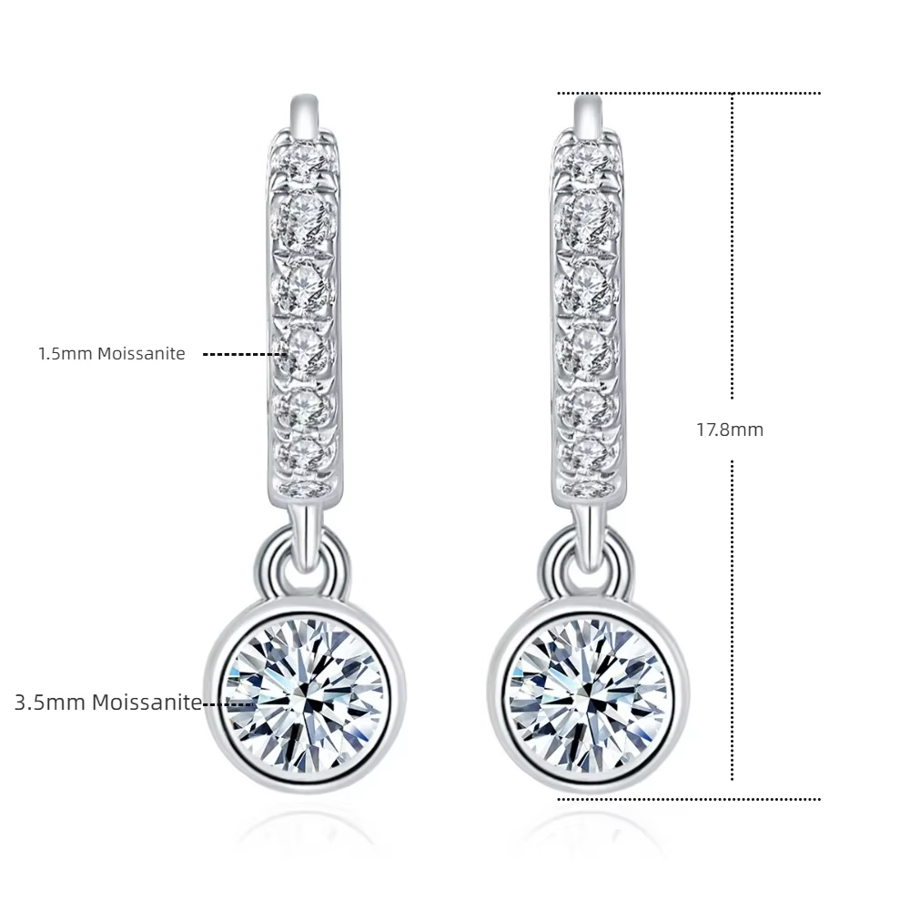M-JAJA 0.4ct Moissanite pendentif boucles d'oreilles S925 en argent Sterling diamant boucles d'oreil