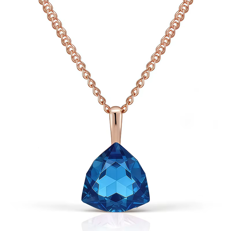 Wbmqda – collier avec pendentif en pierre bleue pour femmes, couleur or Rose 585, accessoires de bij