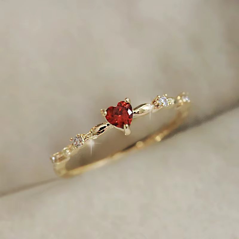 Huitan – bague de fiançailles rouge en zircon cubique pour femmes, bijoux fantaisie, bague de demand