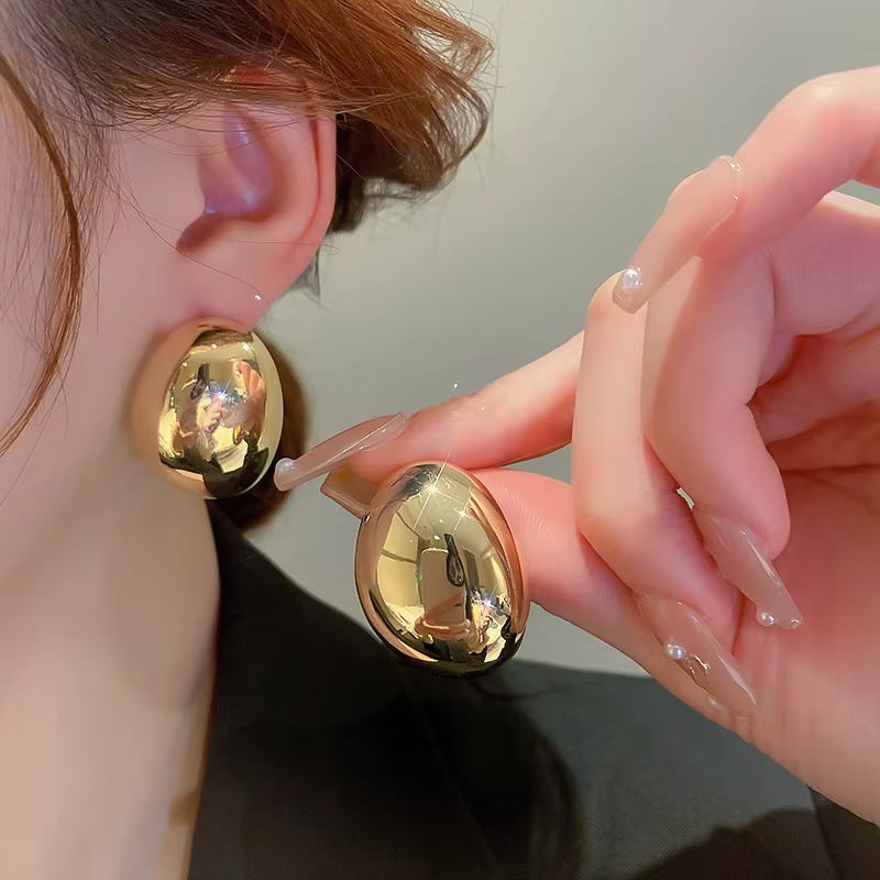 Boucles d'oreilles en métal pour femmes, personnalité minimaliste, feuille ronde, gouttelette d'eau,