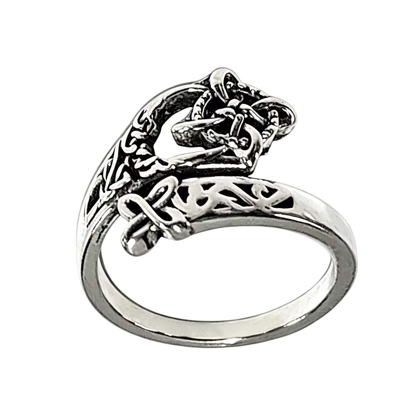 Bague ajustable en argent vintage pour femmes, motif nœud de protection des sorcières, forme géométr