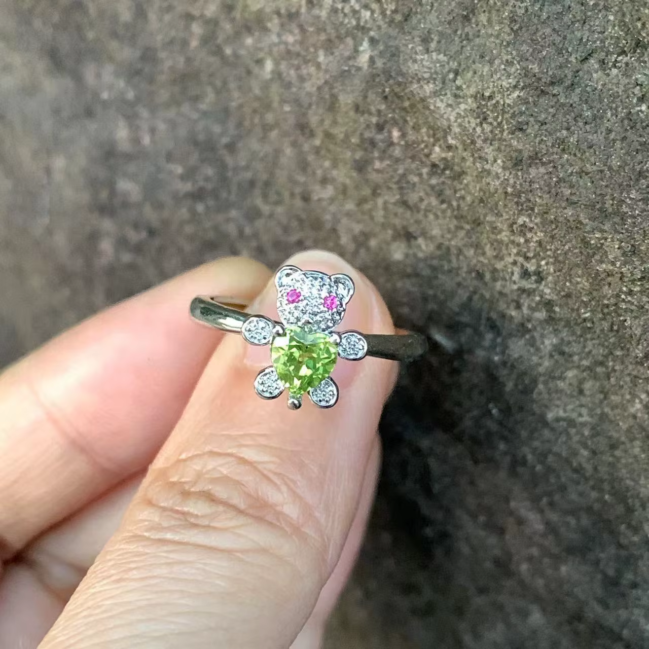 Bague péridot naturelle pour femme, bague coeur femme réglable, bijoux fins vintage, cadeau, haute q