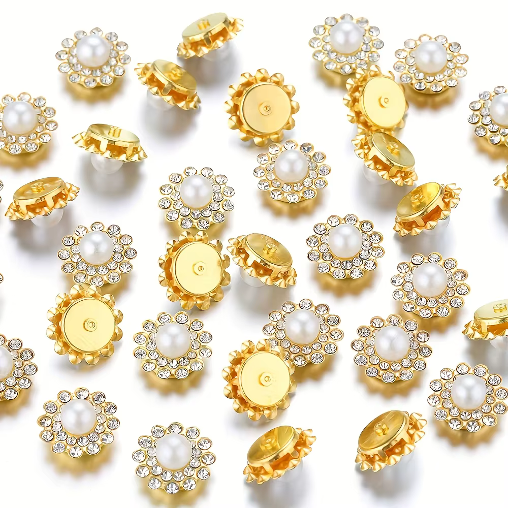50pcs perles de couture en strass or et argent – embellissements scintillants et élégants pour bijou