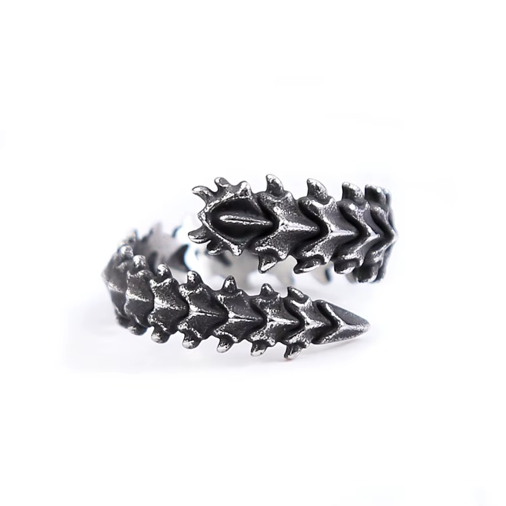 Bagues gothiques Vintage en os de Dragon noir pour hommes et femmes, en acier inoxydable 316L, Punk 