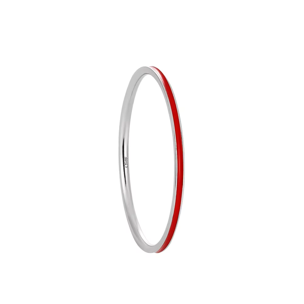 YIZIZAI réel 925 en argent Sterling Simple mince émail rouge noir bagues pour les femmes bijoux de m