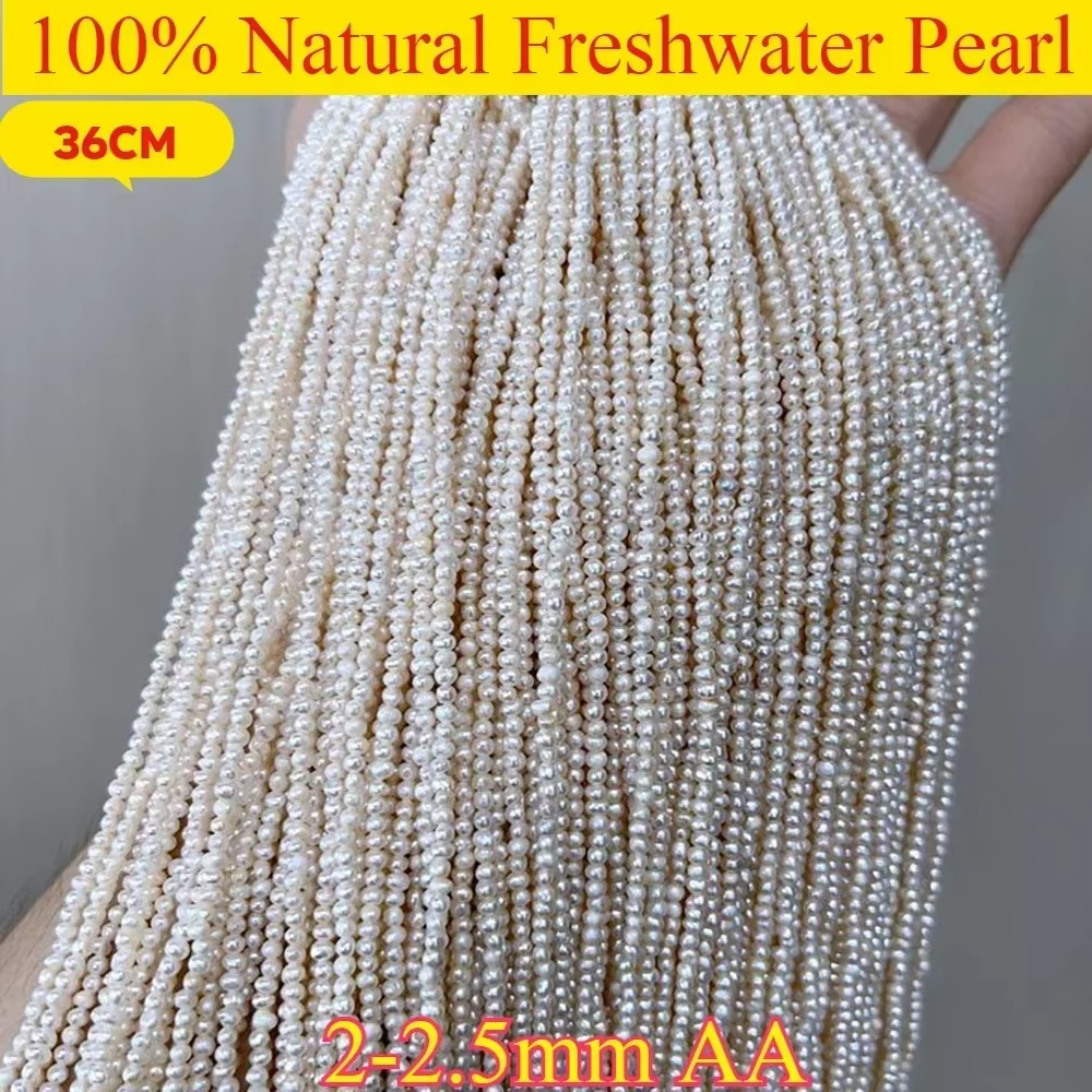 2-2.5mmAA Radiant vente en gros ronde petite perle blanche perle d'eau douce naturelle bijoux MakeDI