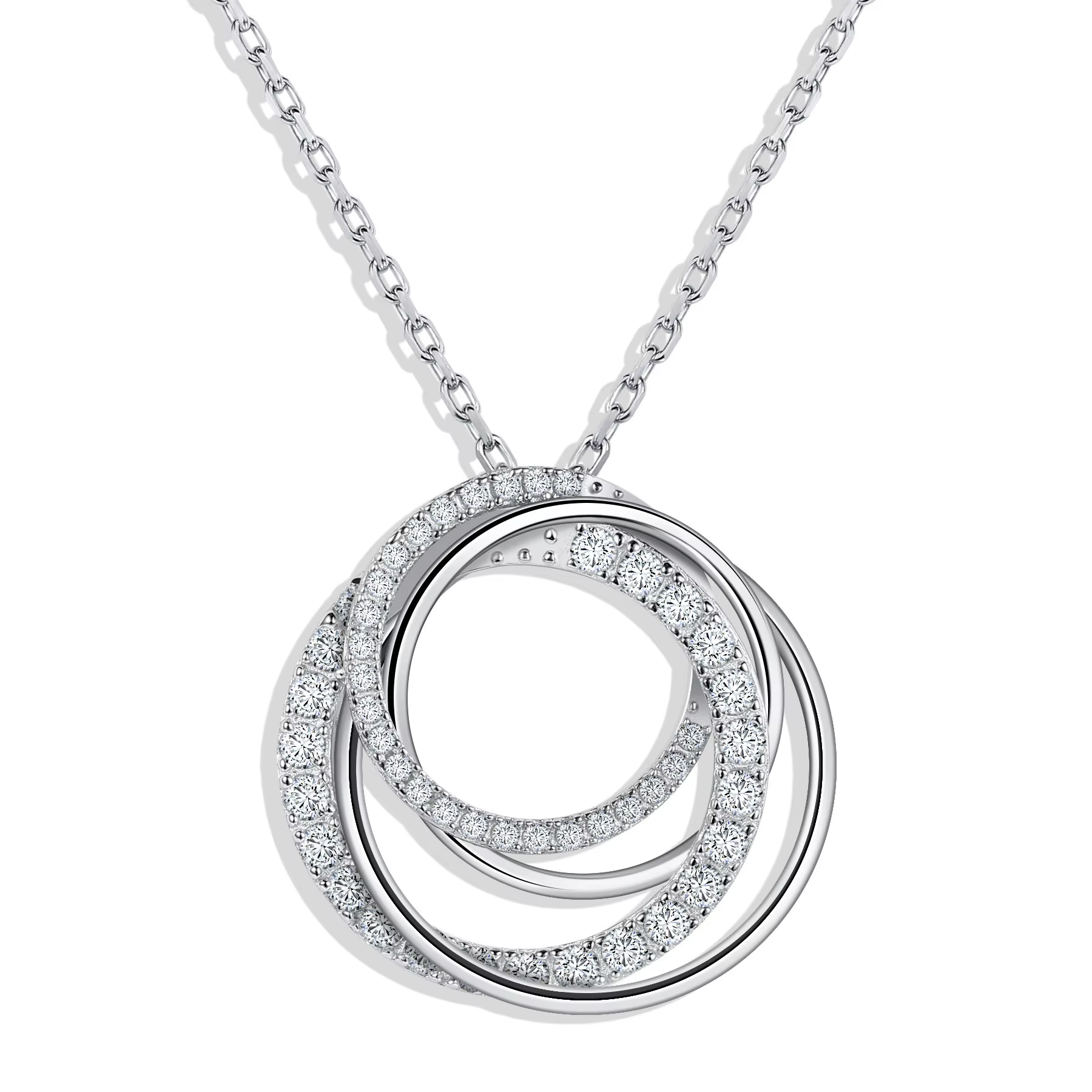 M-JAJA Moissanite quatre cercles pendentif collier pour femmes plaqué or S925 en argent Sterling Mul