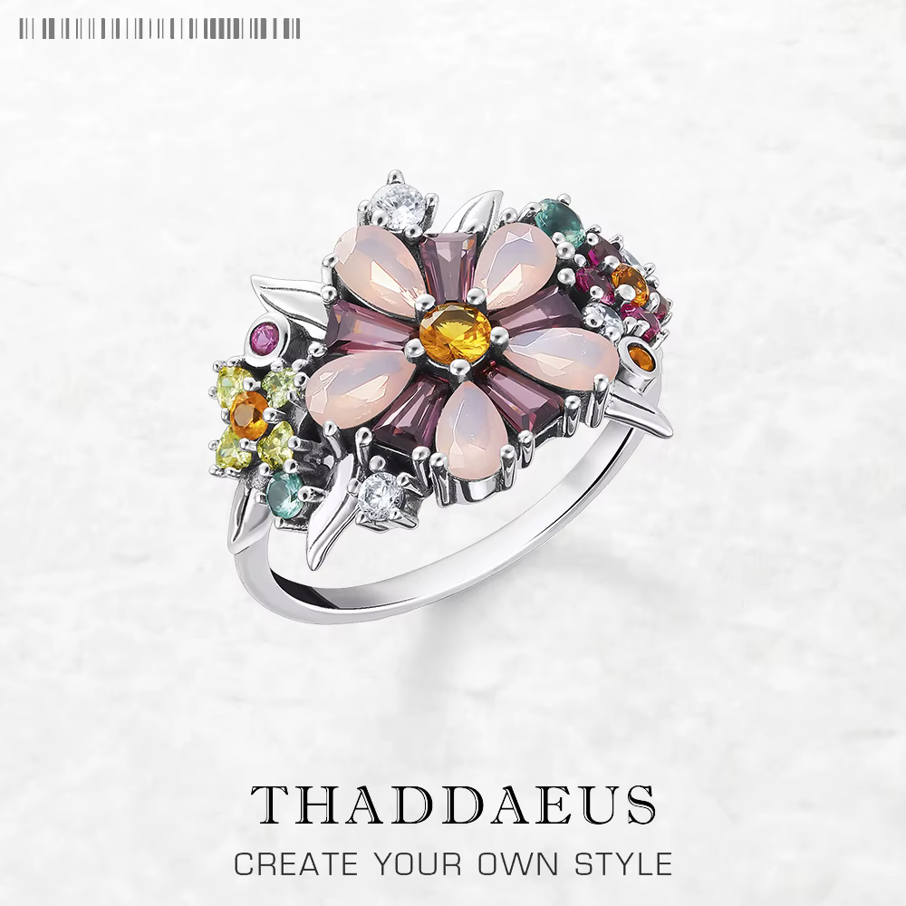 Bague à fleurs colorées, bijoux fins bohémien, en argent Sterling 2023, flambant neuf, cadeau pour f
