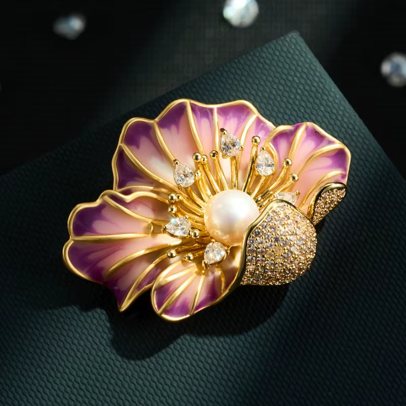 Broche florale de luxe pour femmes, bijoux surdimensionnés en résine géo en Zircon, accessoires de m