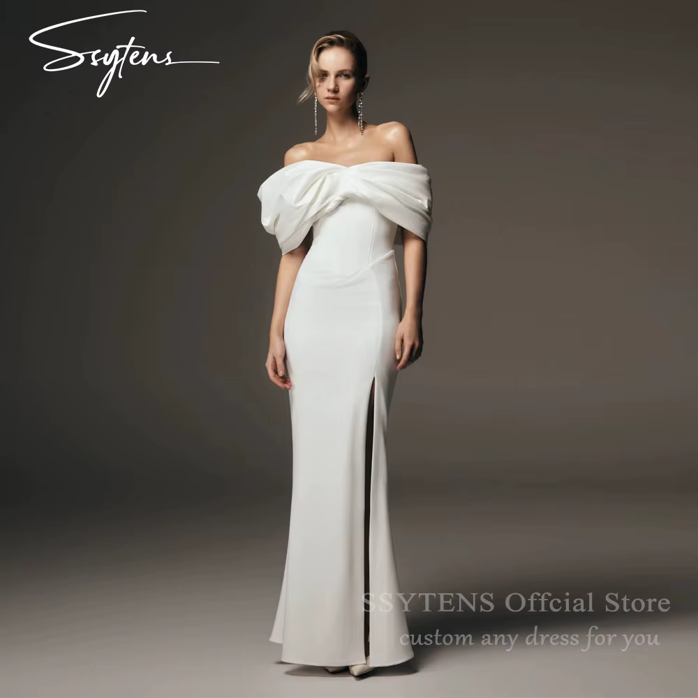 SSYTENS Robe de mariée sirène élégante pour femme, blanche, épaules dénudées, dos ouvert, robe de ma