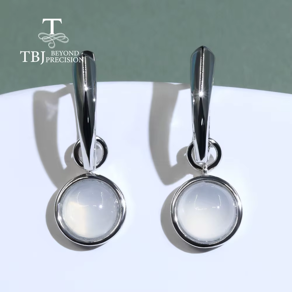 Boucle d'oreille à fermoir en pierre de lune blanche naturelle, avec de vraies pierres précieuses in