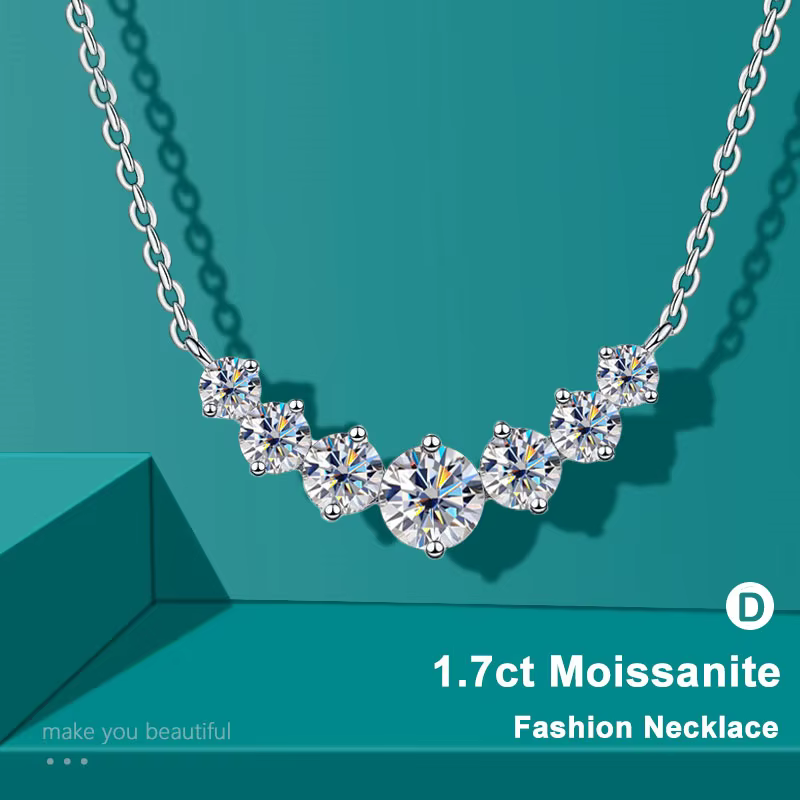 Collier Moissanite pour femme, bijoux fins de mariage avec certificats, plaqué argent Sterling 925, 