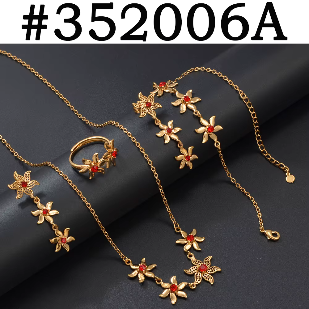 Anniyo ensembles de bijoux de fleurs africaines colliers boucles d'oreilles Bracelet et bagues pour 