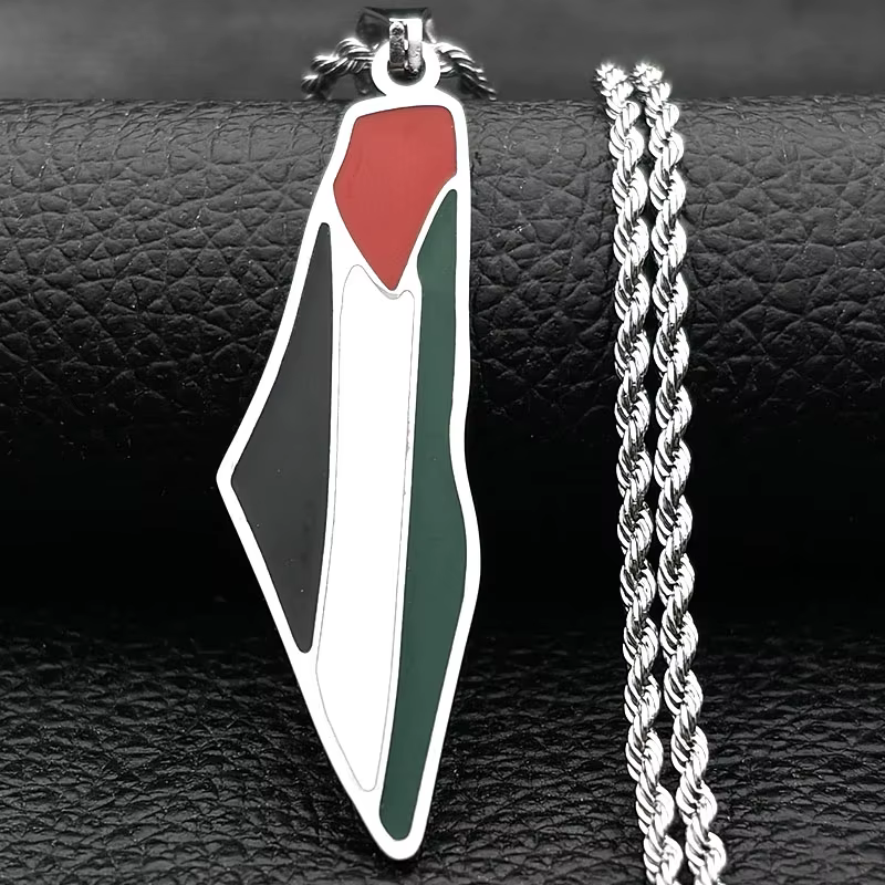 Collier avec pendentif drapeau de la carte de la Palestine arabe islamique pour femmes et hommes, en