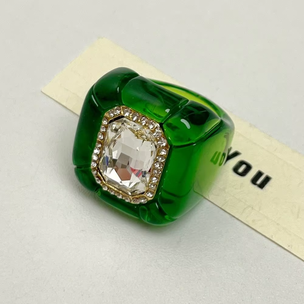 Bague en strass colorés pour femmes, anneau géométrique tridimensionnel, bijoux élégants, carré, nou