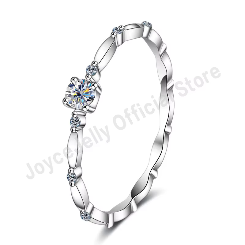 PomerceJelly-Bague Moissanite en argent regardé 0.1 pour femme, bijoux fins pour fille, test de diam