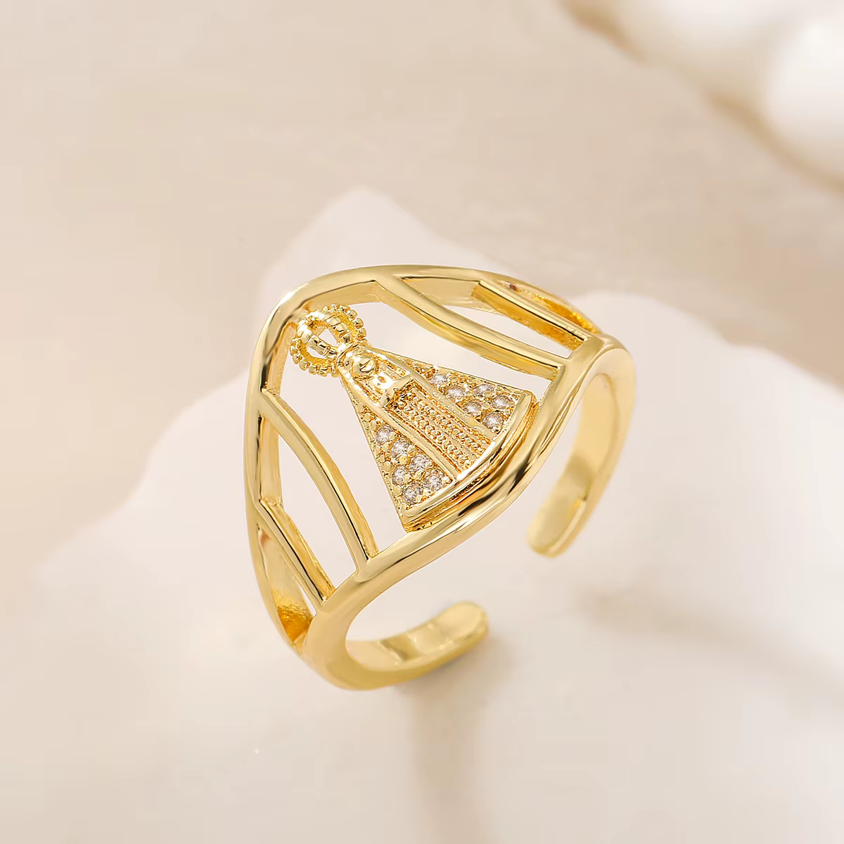 Bague réglable Vintage en zircone cubique vierge marie pour femmes et filles, bijoux de fête de mari