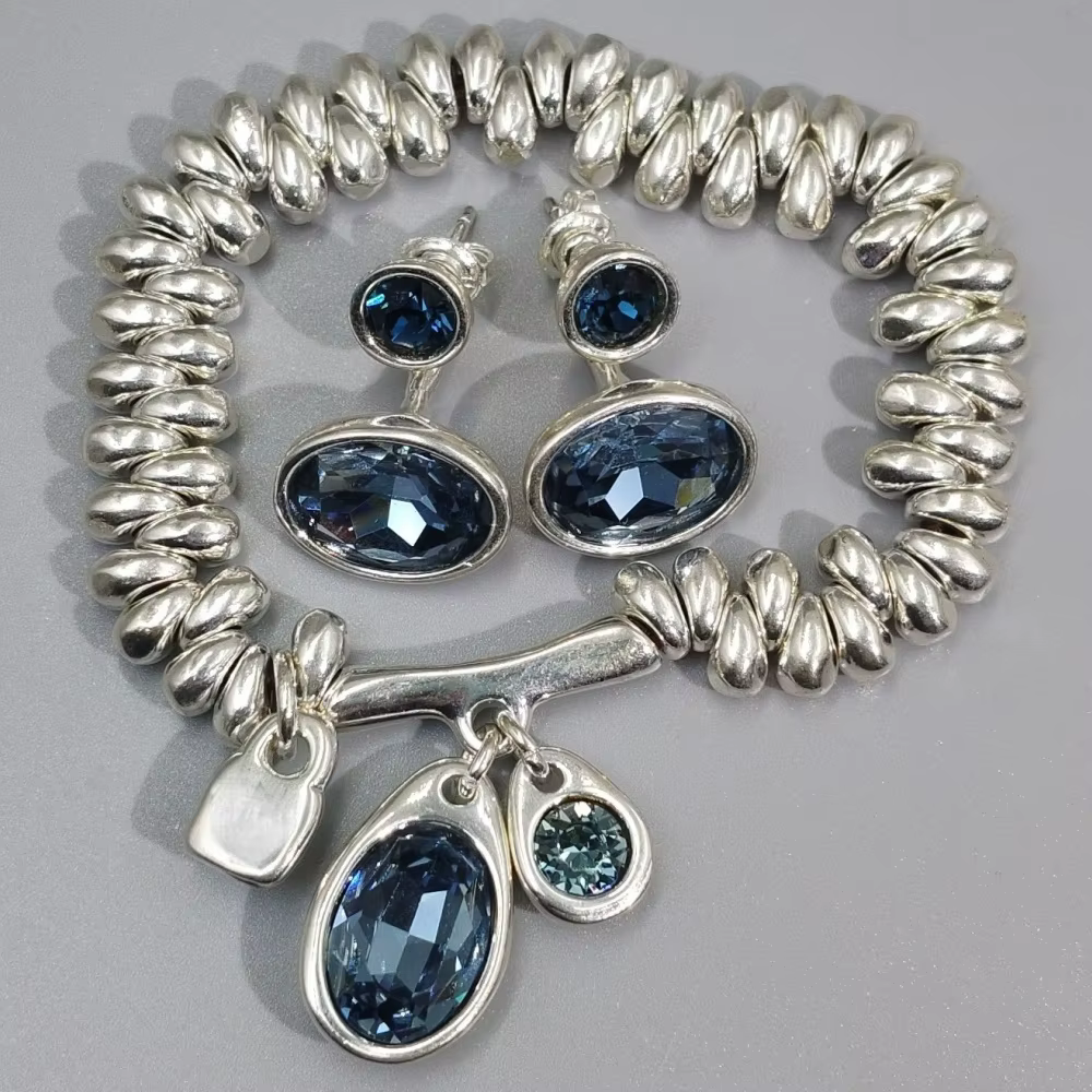 Parure de bijoux 2026 éblouissante et magnifique avec boucles d'oreilles et bracelet en zircon color