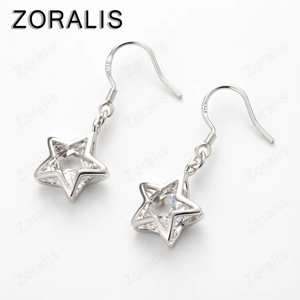 Boucles d'oreilles classiques en or 18 carats avec cristal en forme d'étoile pour femme, bijoux tend