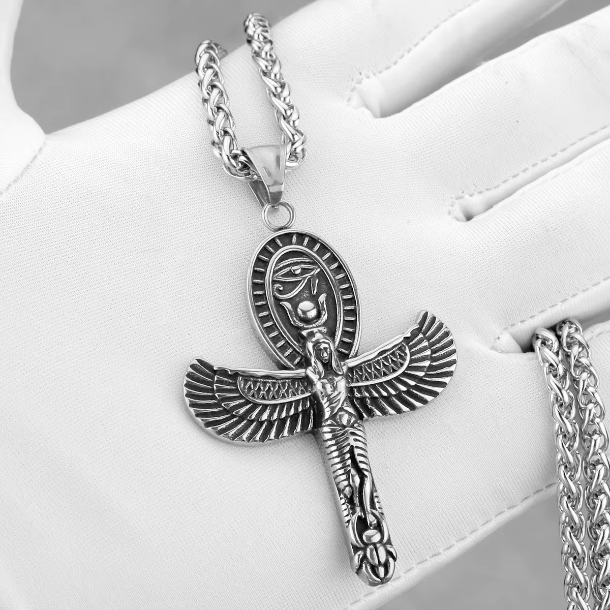 Pendentif en acier inoxydable multi-styles pour hommes et femmes, motif yeux de diable, chaîne de pu