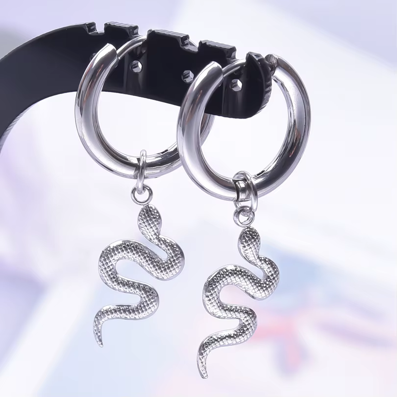 Serpent serpent breloque boucle d'oreille en acier inoxydable bijoux/boucles d'oreilles pour femmes 