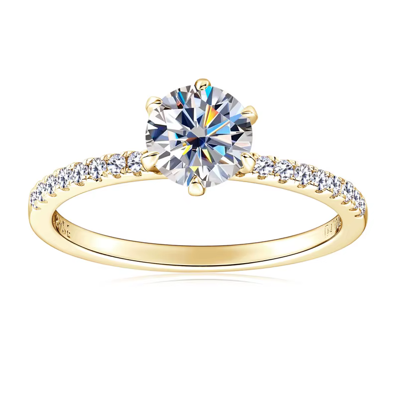 Bague Solitaire Moissanite 8mm 2.0CT pour femmes, plaqué or 18 carats, argent 925, bagues de fiançai